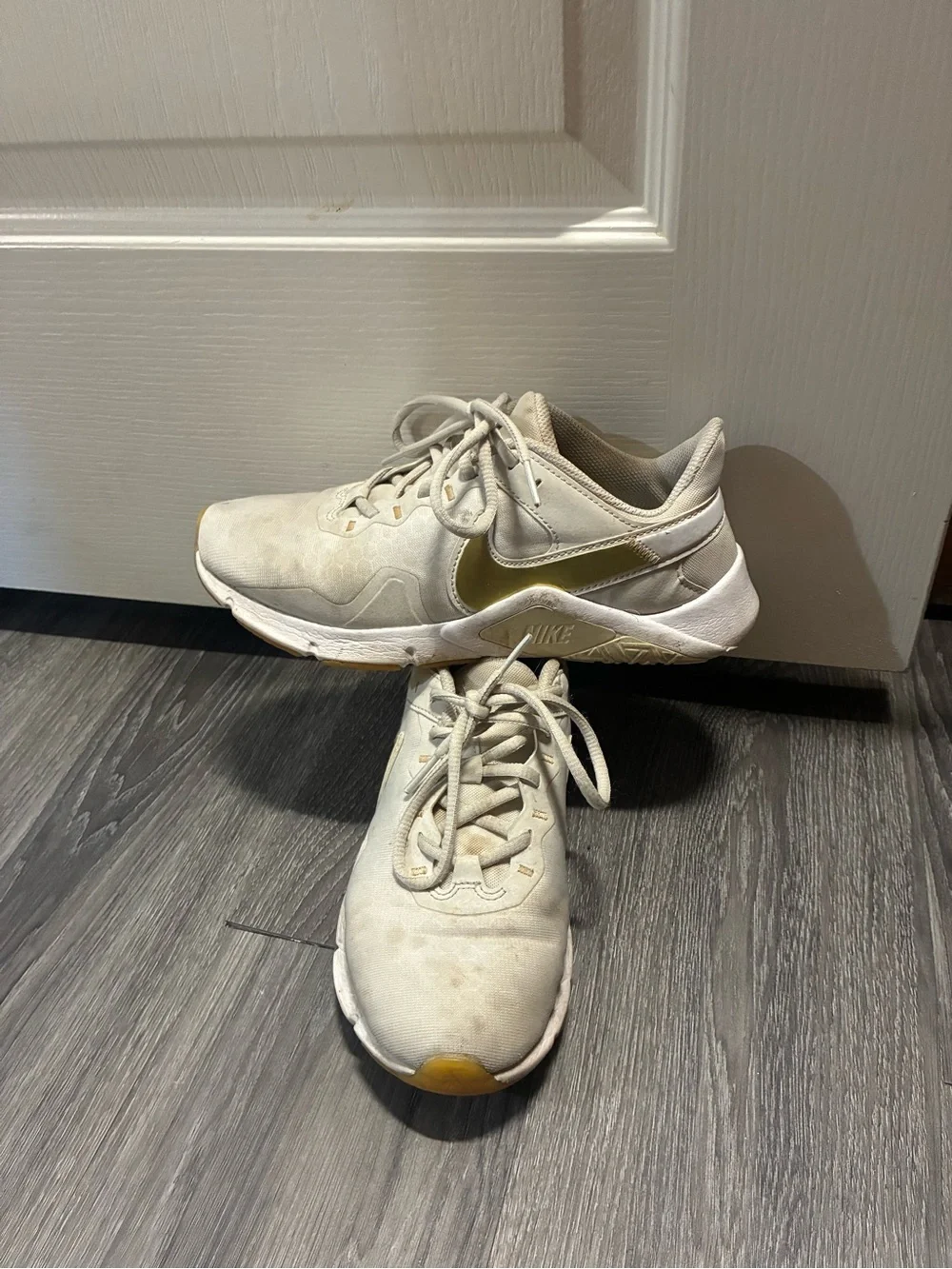 Nike Off-White Athletic Sneakers with Yellow Highlights
